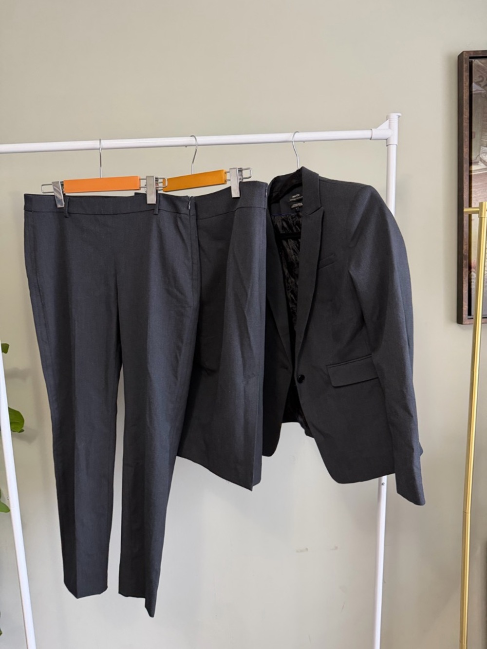 RW&CO. Suiting 3 Piece Blue Grey Pantsuit Pants Blazer and Skirt Size 4-6